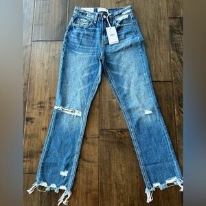 Women's Vervet “Beverly” Super High Rise  Straight Distressed Blue Jeans size 24